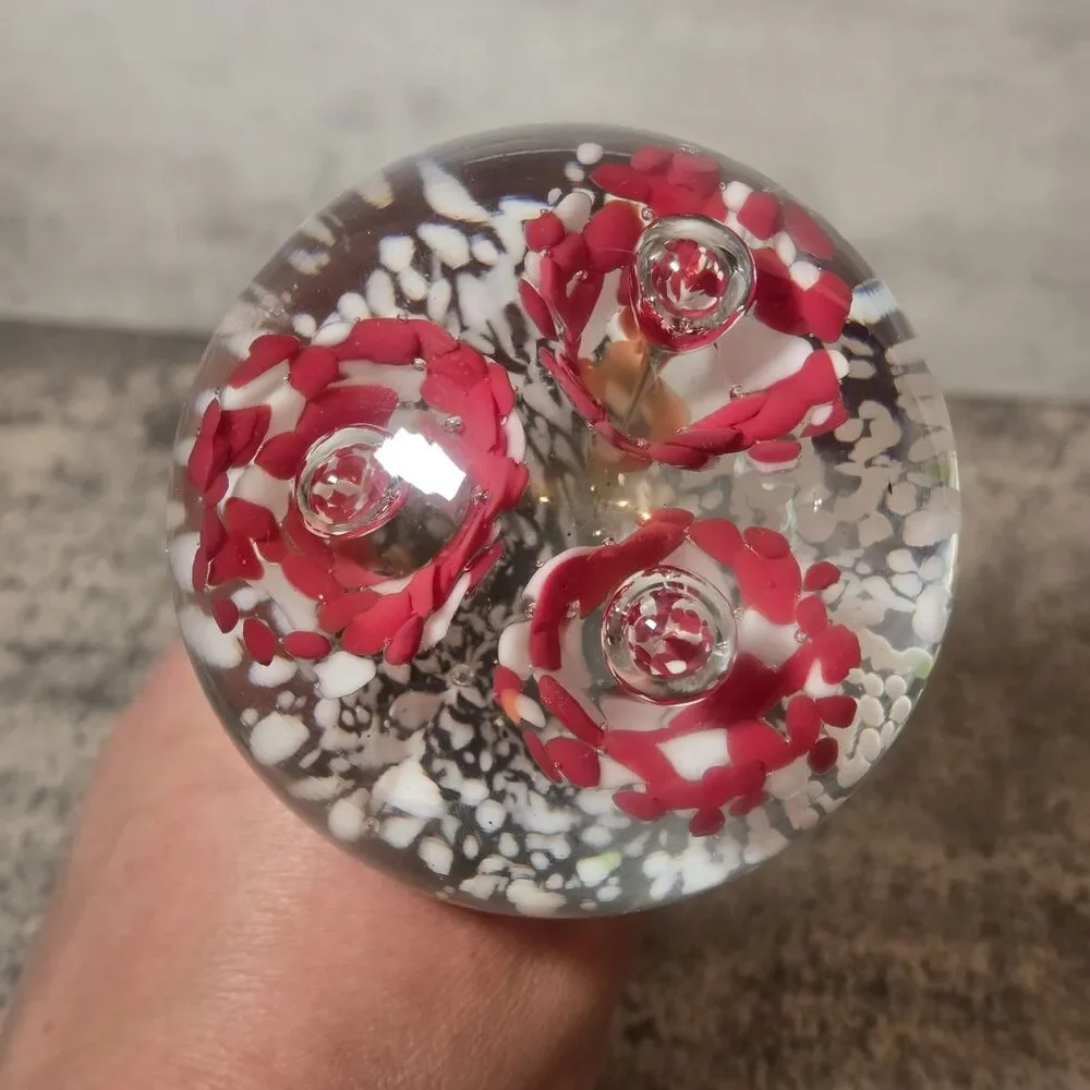 Footed Floral Paperweight on Pedestol 7